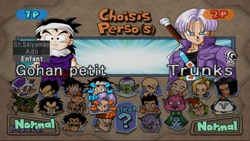 L'écran de sélection des personnages de Dragon Ball Z Budokai 1.