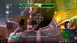 Oozaru Vegeta holds Goku in his hands (Gameplay of the video game Dragon Ball Z Battle of Z).