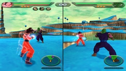 L'écran est coupé en deux quand 2 joueurs s'affrontent sur la même console (Jeu: Dragon Ball Z Budokai Tenkaichi 1).