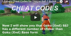 Comment activer les cheat codes qui changent les barres de vie des personnages dans Tenkaichi 3.